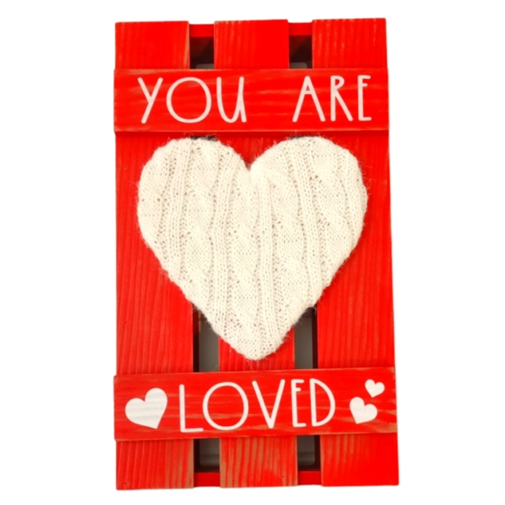 "NWT" Valentine's Day Wooden Heart Sign "You Are Loved"